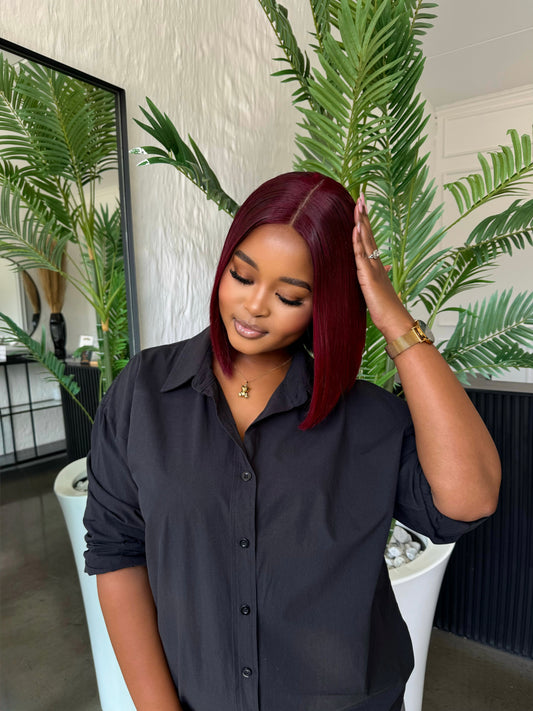 10” Wine Red Glueless bob